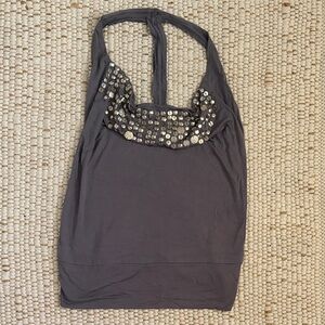 Urban Outfitters Charcoal Embellished Tank Top